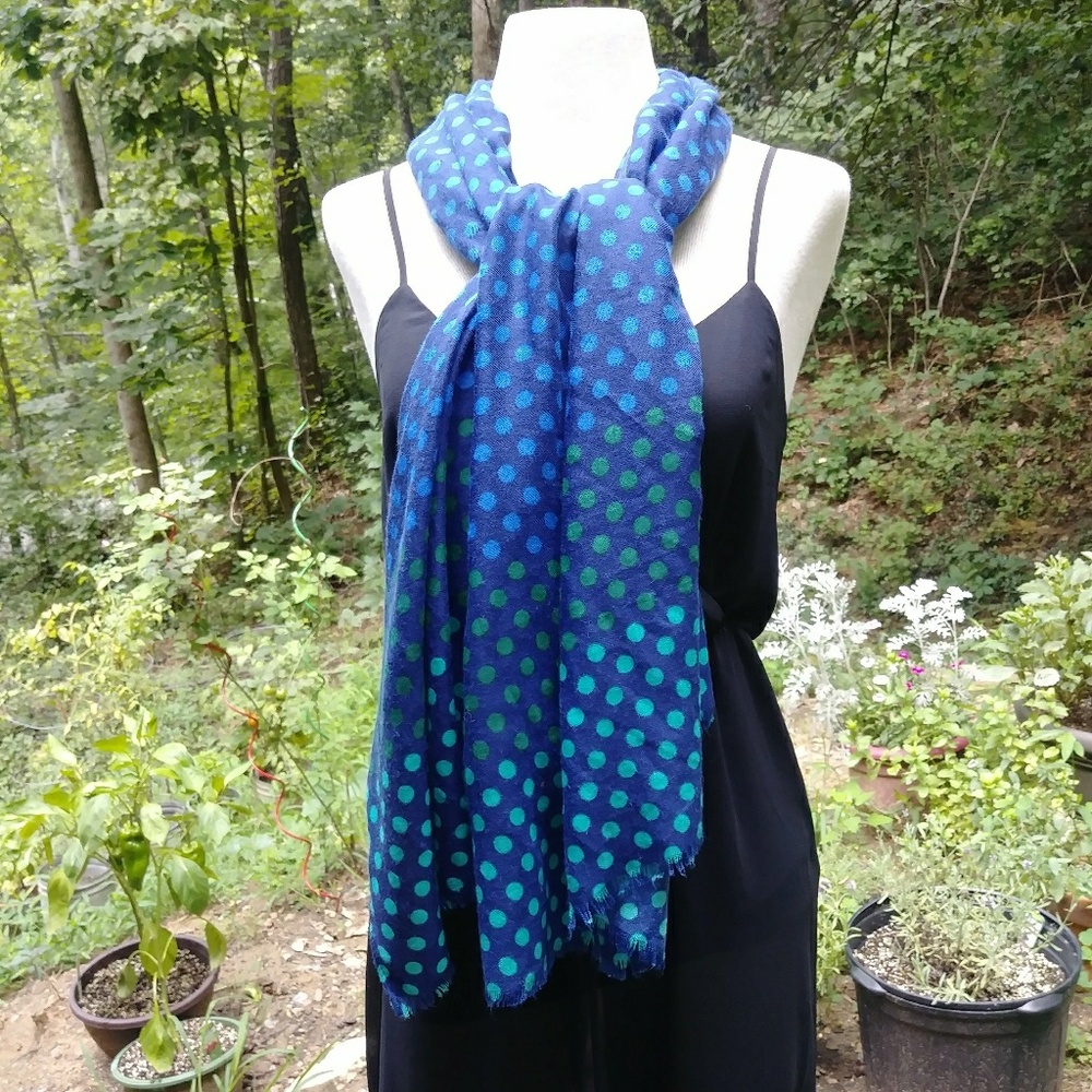 Blue Polka Dot Soft Scarf